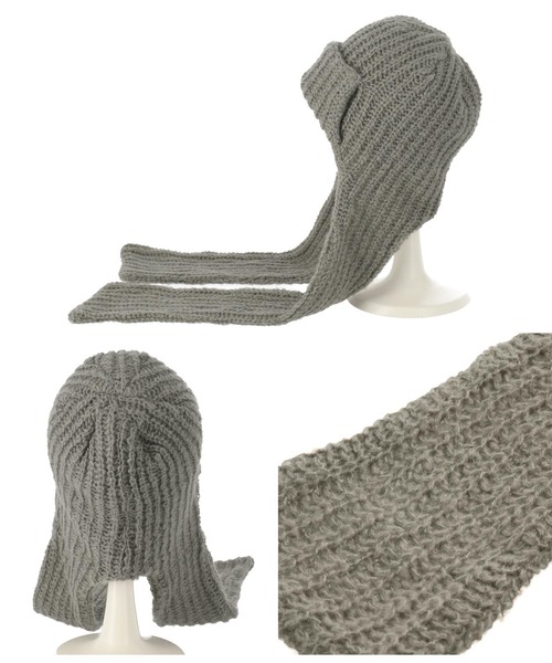 Settimissimo（セッティミッシモ）の「モヘヤロングイヤーマフラーニットキャップ（ニットキャップ/ビーニー・レディース・アイボリー/ブラック/グレー・FREE）」の20枚目の写真