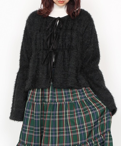 PUNYUS（プニュズ）の「フロントリボンカーディガン（カーディガン/ボレロ・レディース・ブラック/ブラウン/ライトグレー・1/2/3/4）」の21枚目の写真