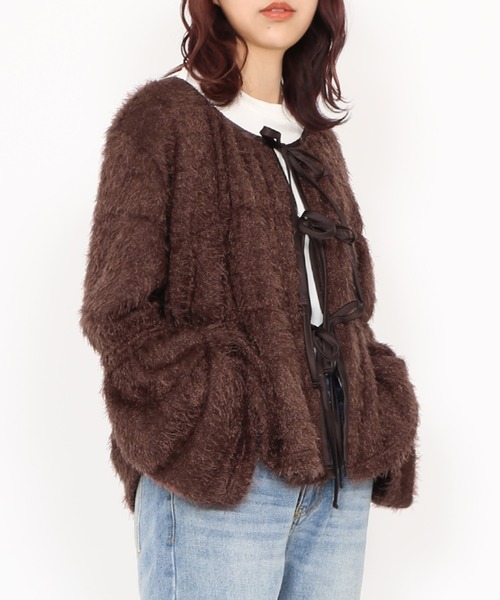 PUNYUS（プニュズ）の「フロントリボンカーディガン（カーディガン/ボレロ・レディース・ブラック/ブラウン/ライトグレー・1/2/3/4）」の20枚目の写真