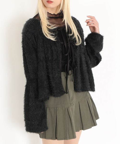 PUNYUS（プニュズ）の「フロントリボンカーディガン（カーディガン/ボレロ・レディース・ブラック/ブラウン/ライトグレー・1/2/3/4）」の15枚目の写真