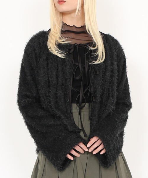 PUNYUS（プニュズ）の「フロントリボンカーディガン（カーディガン/ボレロ・レディース・ブラック/ブラウン/ライトグレー・1/2/3/4）」の13枚目の写真