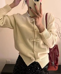 リボン付きカーディガン