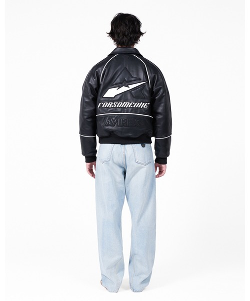 売り切り！値下げAVIREX x FORSOMEONE レザージャケット セール】FORSOMEONE AVIREX LEATHER JACKET（スタジャン）｜FORSOMEONE