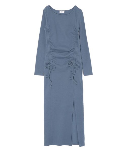 EVRIS(エヴリス)の「ドロストギャザーロングワンピース(ワンピース・レディース・ブラック/ブルー/チャコールグレー・FREE)」の4枚目の写真