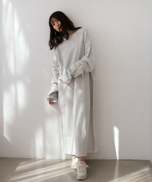Olu.（オルドット）の「スリーブタックスウェットワンピース（ワンピース・レディース・ライトグレー/チャコールグレー・0/1）」の10枚目の写真