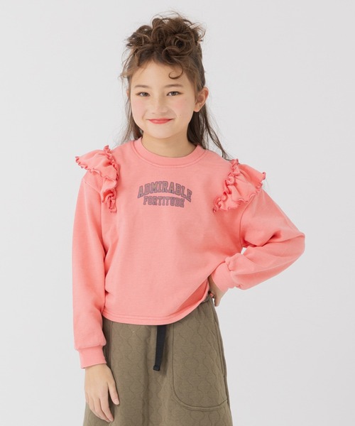 JAM & LINK（ジャムアンドリンク）の「肩フリルピグメント裏毛トレーナー（スウェット・キッズ・ミント/ピンク/ブラック・100cm/110cm/120cm/130cm/140cm/150cm/160cm）」の3枚目の写真