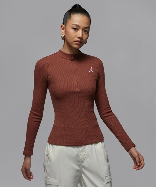 JORDAN BRAND(ジョーダンブランド)の「JORDAN BRAND AS W J LS KNIT TOP / ジョーダン ブランド ウィメンズ ジョーダン ニット L/S トップ / NIKE 【SP】(ニット/セーター・レディース・ブラウン/ブラック・M/S)」の2枚目の写真