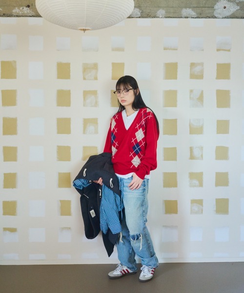 common gull products.(コモンガルプロダクツ)の「お隣さんのアーガイルニット(ニット/セーター・レディース・ネイビー/グレー系/レッド系・MEDIUM/LARGE)」の5枚目の写真