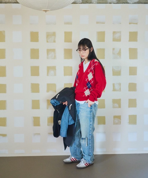 common gull products.(コモンガルプロダクツ)の「お隣さんのアーガイルニット(ニット/セーター・レディース・ネイビー/グレー系/レッド系・MEDIUM/LARGE)」の7枚目の写真