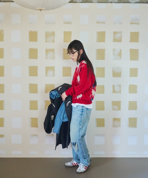 common gull products.(コモンガルプロダクツ)の「お隣さんのアーガイルニット(ニット/セーター・レディース・ネイビー/グレー系/レッド系・MEDIUM/LARGE)」の8枚目の写真