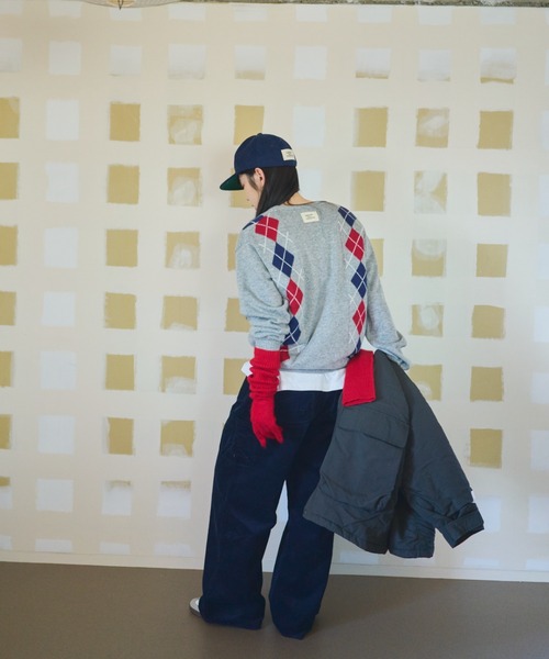 common gull products.(コモンガルプロダクツ)の「お隣さんのアーガイルニット(ニット/セーター・レディース・ネイビー/グレー系/レッド系・MEDIUM/LARGE)」の11枚目の写真