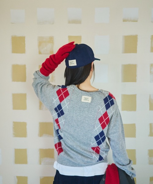 common gull products.(コモンガルプロダクツ)の「お隣さんのアーガイルニット(ニット/セーター・レディース・ネイビー/グレー系/レッド系・MEDIUM/LARGE)」の12枚目の写真