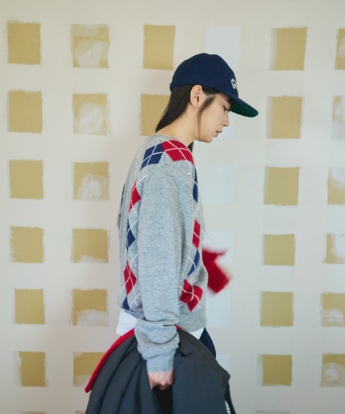 common gull products.(コモンガルプロダクツ)の「お隣さんのアーガイルニット(ニット/セーター・レディース・ネイビー/グレー系/レッド系・MEDIUM/LARGE)」の15枚目の写真