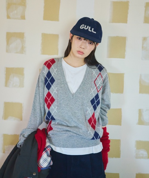 common gull products.(コモンガルプロダクツ)の「お隣さんのアーガイルニット(ニット/セーター・レディース・ネイビー/グレー系/レッド系・MEDIUM/LARGE)」の18枚目の写真