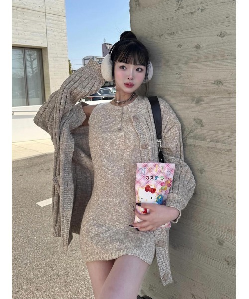 シャーベットアンサンブルニットミニワンピース（ワンピース）｜Darich