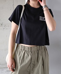 OBLI オブリ♡ティシャツ　ショート丈　 tシャツ　ブラック　obli Tシャツ/カットソー（ブラック/黒色系・ショート丈
