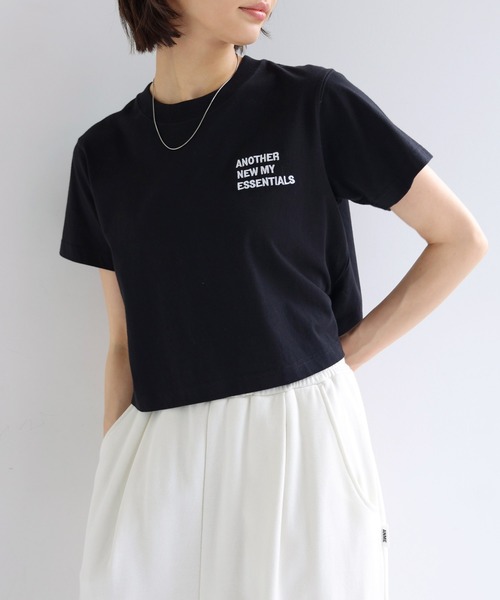 ANME(アンメ)の「【新色追加】ANME刺繍ロゴミニTシャツ(Tシャツ/カットソー・レディース・ホワイト×ブラック/グレー系その他/ホワイト×レッド/ホワイト×ブルー/ブラック×ホワイト/ライトグレー系/ベージュ系その他/ホワイト×グレー・M/L)」の5枚目の写真