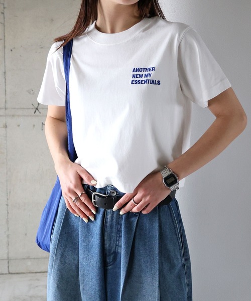 ANME(アンメ)の「【新色追加】ANME刺繍ロゴミニTシャツ(Tシャツ/カットソー・レディース・ホワイト×ブラック/グレー系その他/ホワイト×レッド/ホワイト×ブルー/ブラック×ホワイト/ライトグレー系/ベージュ系その他/ホワイト×グレー・M/L)」の10枚目の写真