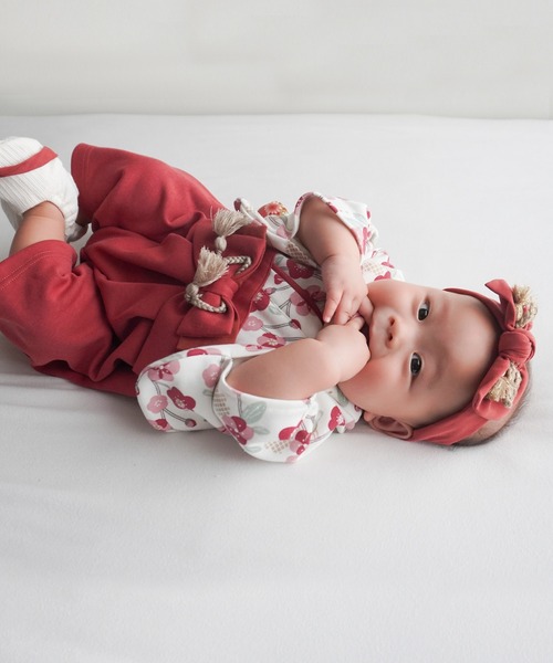 mocmof(モクモフ)の「mocmof 袴ロンパース (うめ柄) レッド 80(ロンパース・キッズ・レッド・80cm)」の6枚目の写真