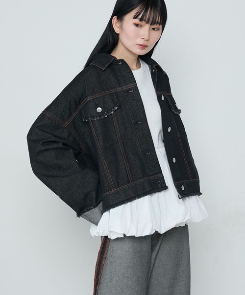 Roll-up fringe denim jacket / ロールアップ フリンジ デニム