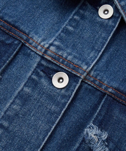 Roll-up fringe denim jacket / ロールアップ フリンジ デニム