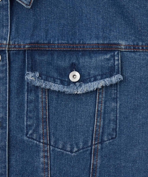 Roll-up fringe denim jacket / ロールアップ フリンジ デニム