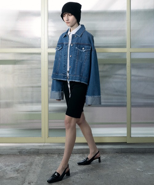 Roll-up fringe denim jacket / ロールアップ フリンジ デニム