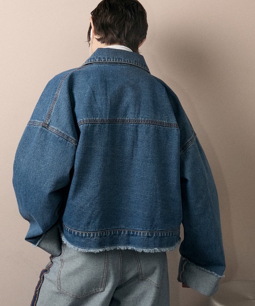 Roll-up fringe denim jacket / ロールアップ フリンジ デニム