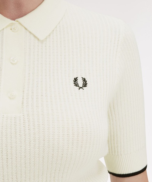 フレッドペリー　ニットポロシャツ　KNIT POLO SHIRT セール】Textured Open-Knit Polo Shirt／テクスチャーオープン