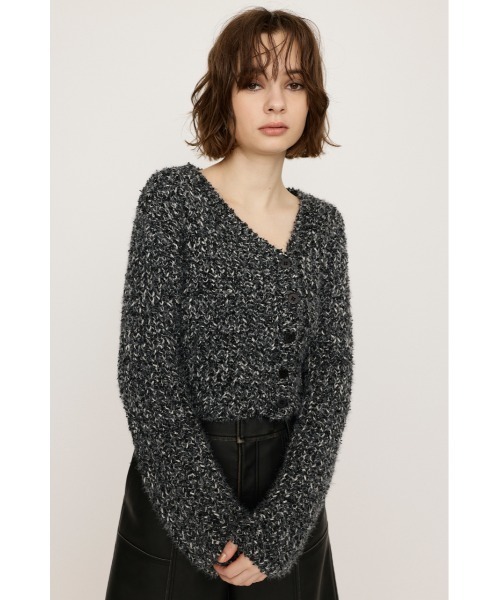 SLY（スライ）の「TAPE YARN SLANT NECK CD　テープヤーン スラント ネック カーデ 秋服 春服（カーディガン/ボレロ・レディース・アイボリー/ブラック/オレンジ/ネイビー・FREE）」の14枚目の写真