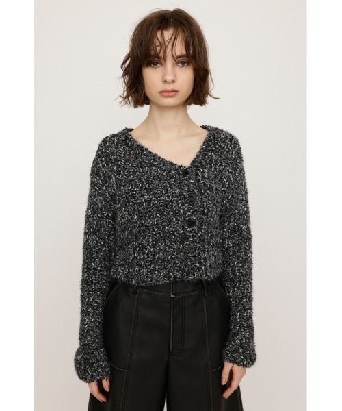 SLY（スライ）の「TAPE YARN SLANT NECK CD　テープヤーン スラント ネック カーデ 秋服 春服（カーディガン/ボレロ・レディース・アイボリー/ブラック/オレンジ/ネイビー・FREE）」の16枚目の写真