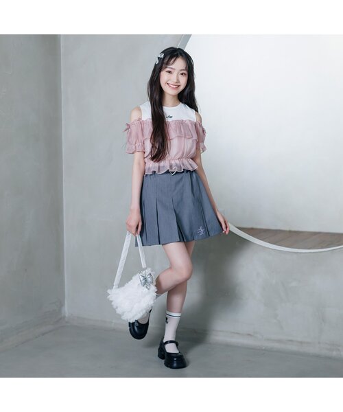 algy(アルジー)の「シアーフリルボディBAG(ショルダーバッグ・キッズ・オフホワイト/ブラック/サックスブルー・FREE)」の7枚目の写真