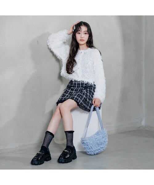 algy(アルジー)の「シアーフリルボディBAG(ショルダーバッグ・キッズ・オフホワイト/ブラック/サックスブルー・FREE)」の9枚目の写真