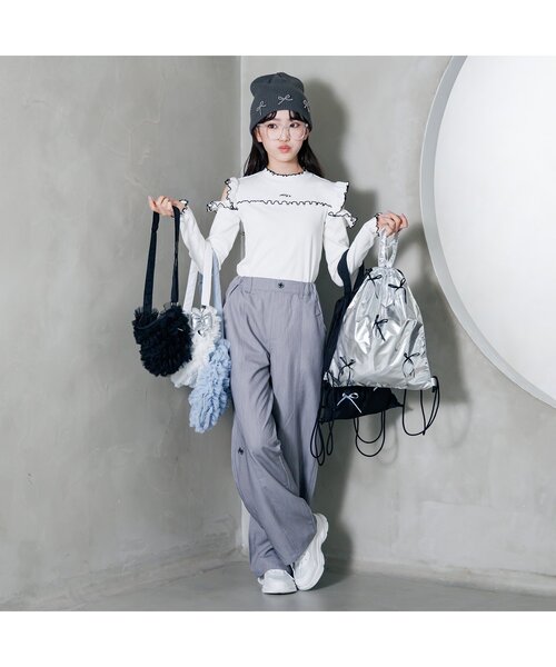 algy(アルジー)の「シアーフリルボディBAG(ショルダーバッグ・キッズ・オフホワイト/ブラック/サックスブルー・FREE)」の10枚目の写真