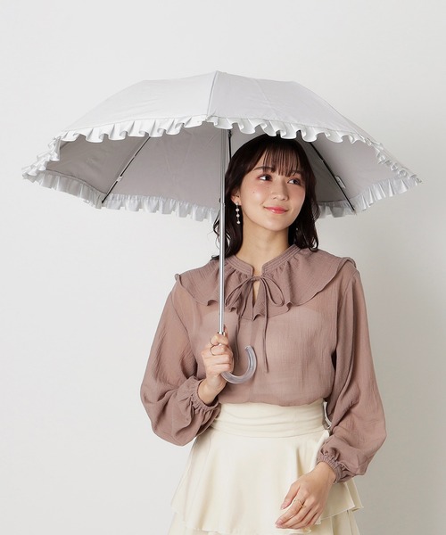 セール】遮光 晴雨兼用 折りたたみ日傘 'シャイニーフリル