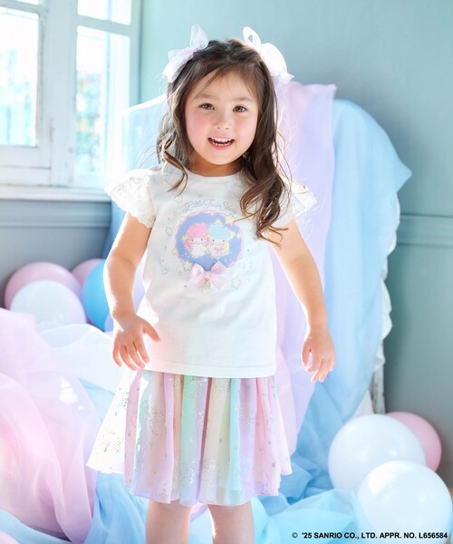 ANY（エニィ）の「【any FAM× リトルツインスターズ 】キキ＆ララ 袖レースTシャツ（Tシャツ/カットソー・キッズ・ホワイト系/サックスブルー系/ピンク系・90/100/110/120/130）」の5枚目の写真