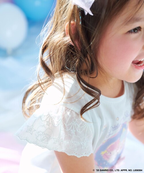 ANY（エニィ）の「【any FAM× リトルツインスターズ 】キキ＆ララ 袖レースTシャツ（Tシャツ/カットソー・キッズ・ホワイト系/サックスブルー系/ピンク系・90/100/110/120/130）」の6枚目の写真