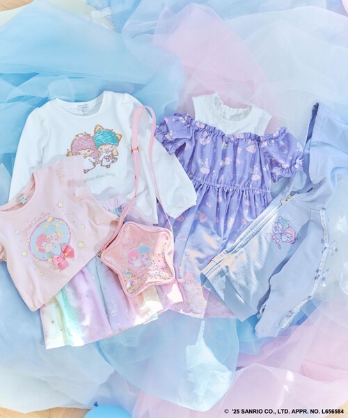 ANY（エニィ）の「【any FAM× リトルツインスターズ 】キキ＆ララ 袖レースTシャツ（Tシャツ/カットソー・キッズ・ホワイト系/サックスブルー系/ピンク系・90/100/110/120/130）」の9枚目の写真