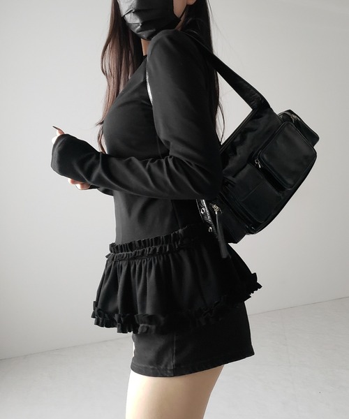 me+em select(ミームセレクト)の「【 3color 】裾フリルレイヤード長袖トップス / hem frill layered long sleeve tops(Tシャツ/カットソー・レディース・グレー/ブラック/ホワイト・FREE)」の14枚目の写真