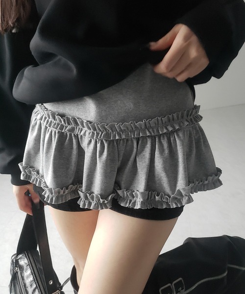 3color 】裾フリルレイヤード長袖トップス ／ hem frill layered long