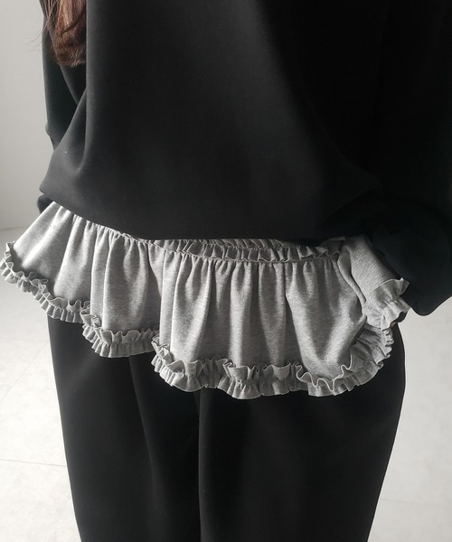 3color 】裾フリルレイヤード長袖トップス ／ hem frill layered long