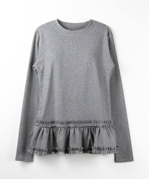 me+em select(ミームセレクト)の「【 3color 】裾フリルレイヤード長袖トップス / hem frill layered long sleeve tops(Tシャツ/カットソー・レディース・グレー/ブラック/ホワイト・FREE)」の18枚目の写真