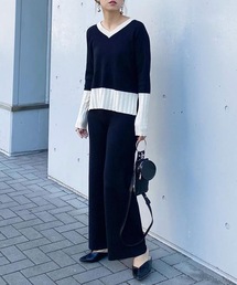 バイカラーニットアップ