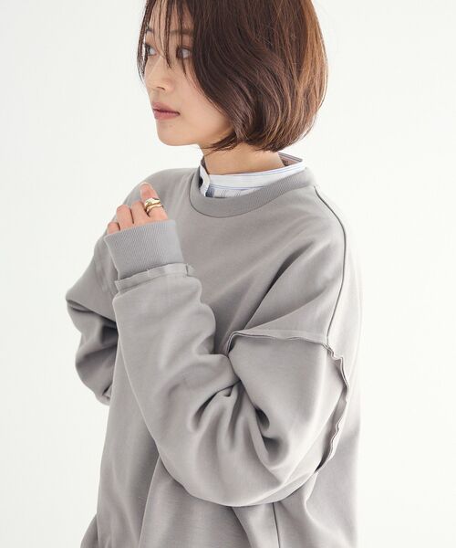 CRAFT STANDARD BOUTIQUE（クラフトスタンダードブティック）の「【ユニセックス】ダブルフェイスカットオフスウェット（スウェット・レディース・グレー/ブラック/ベージュ・L/S/M）」の4枚目の写真