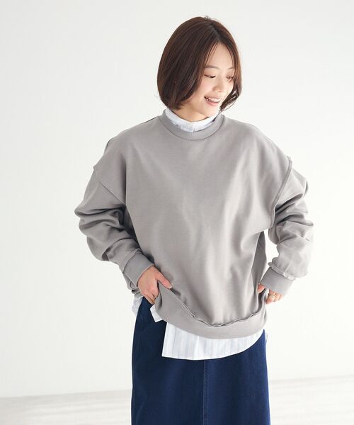 CRAFT STANDARD BOUTIQUE（クラフトスタンダードブティック）の「【ユニセックス】ダブルフェイスカットオフスウェット（スウェット・レディース・グレー/ブラック/ベージュ・L/S/M）」の6枚目の写真