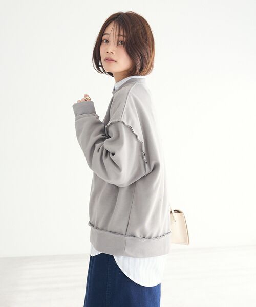 CRAFT STANDARD BOUTIQUE（クラフトスタンダードブティック）の「【ユニセックス】ダブルフェイスカットオフスウェット（スウェット・レディース・グレー/ブラック/ベージュ・L/S/M）」の7枚目の写真