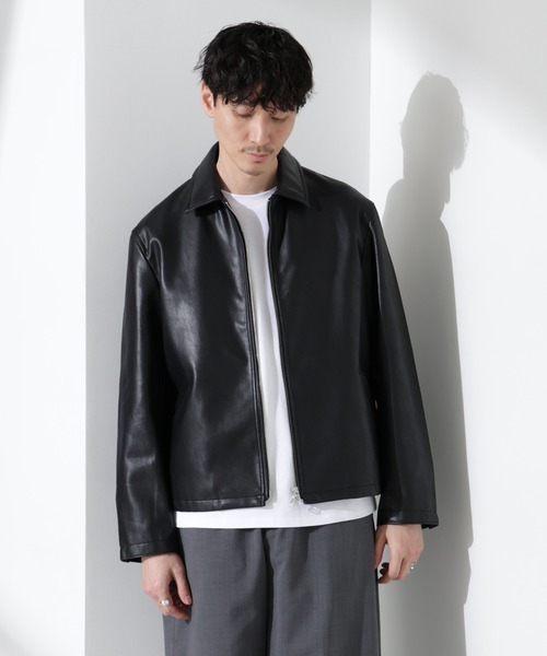 NANO universe（ナノユニバース）の「ヴィンテージライクフェイクレザーブルゾン（ブルゾン・メンズ・ブラック/ブラウン・M/L）」の4枚目の写真