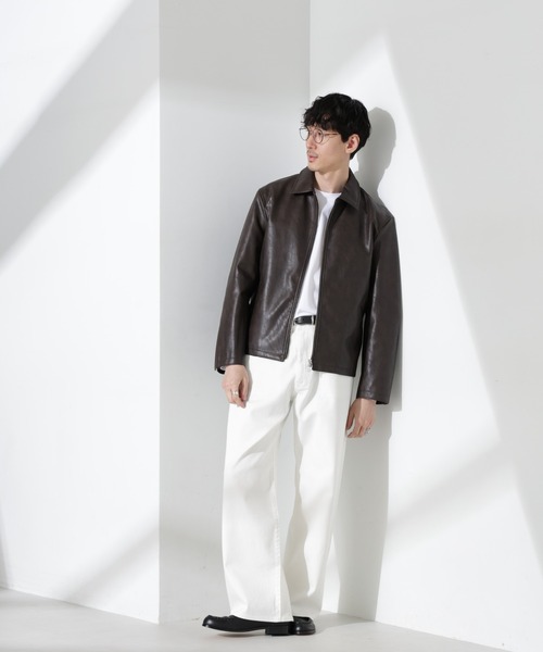 NANO universe（ナノユニバース）の「ヴィンテージライクフェイクレザーブルゾン（ブルゾン・メンズ・ブラック/ブラウン・M/L）」の17枚目の写真