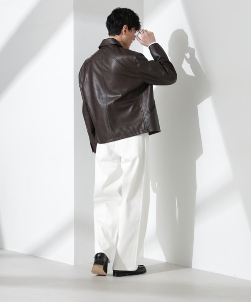 NANO universe（ナノユニバース）の「ヴィンテージライクフェイクレザーブルゾン（ブルゾン・メンズ・ブラック/ブラウン・M/L）」の18枚目の写真