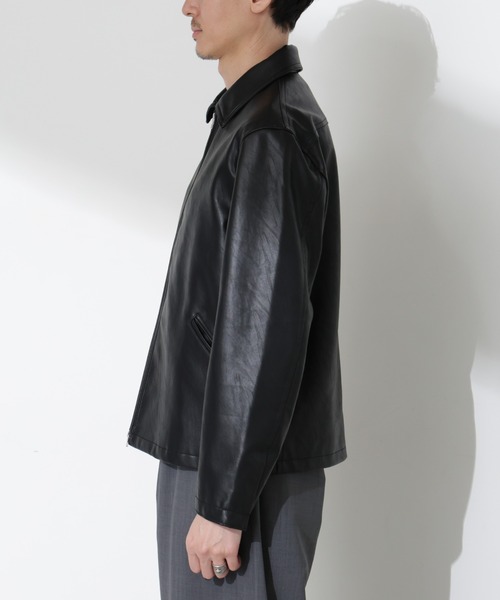 NANO universe（ナノユニバース）の「ヴィンテージライクフェイクレザーブルゾン（ブルゾン・メンズ・ブラック/ブラウン・M/L）」の19枚目の写真